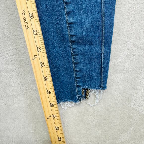 Free People Jeans Women 29R Med Wash Blue Denim Pintuck Step Hem Mid Rise Skinny - Picture 13 of 13